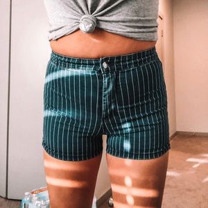 striped denim shorts